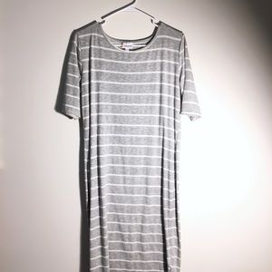 LuLaRoe Gray Striped Stretch Dress